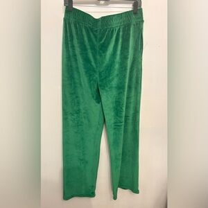 Green Velvet Track Pants with Elastic Waistband